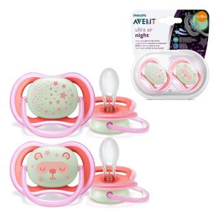 AVENT SOOTHER ULTRA AIR NIGHT FOR GIRLS, 6 - 18 MONTHS