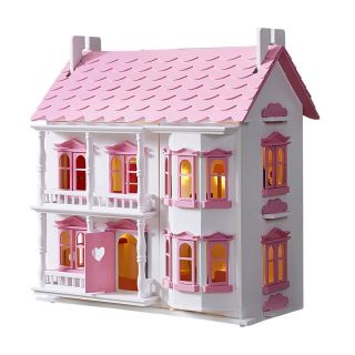 THE WOODEN DOLL HOUSE WITH LED LIGHT 66CM X 62CM X 43 CM