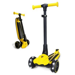 KICK N ROLL LAMBORGHINI FOLDABLE SCOOTER WITH GLOWING DECK AND FLASH WHEEL - YELLOW