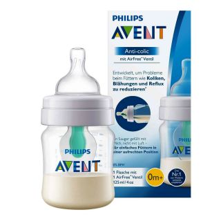 AVENT 125ml ANTI-COLIC FEEDING BOTTLE WITH AIRFREE VENT - 0 MONTHS +