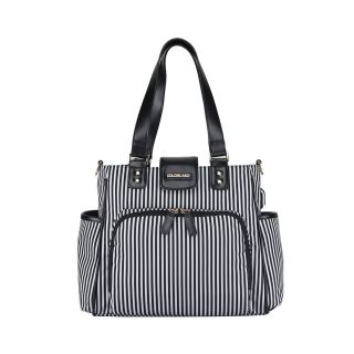 COLORLAND JANE TOTE CHANGING BAG STEEL GRAY BLACK AND WHITE STRIPES