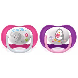 AVENT SOOTHER 6 - 18 MONTHS GIRL, ANIMAL DESIGN