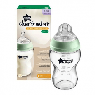TOMMEE TIPPEE CLOSER TO NATURE GLASS 1X250ML BOTTLE GREEN AL