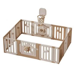 KIDS PLAY YARD PLASTIC - BABY PLAYPEN 186 X 206 X 63 cm (WHITE-BEIGE)