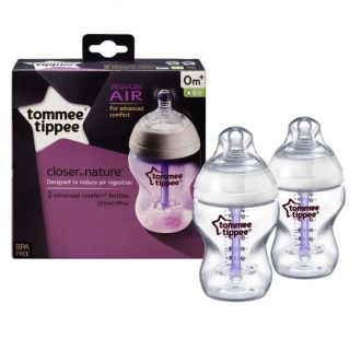 TOMMEE TIPPEE - CTN REDUCED AIR SLOW FLOW BOTTLE 260ml (2 PCS)