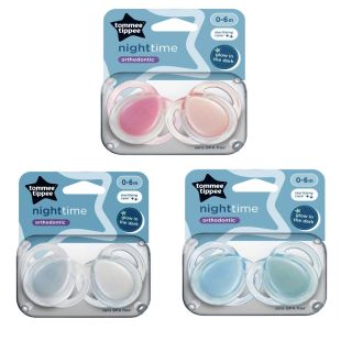 TOMMEE TIPPEE - NIGHTTIME ORTHODONTIC SOOTHERS GLOW IN THE DARK 0 - 6 months