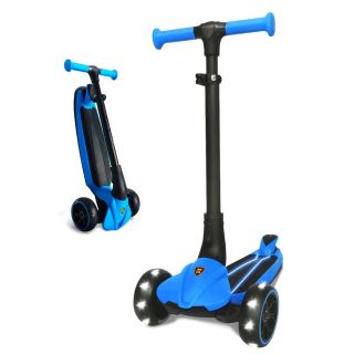 KICK N ROLL LAMBORGHINI FOLDABLE SCOOTER WITH GLOWING DECK AND FLASH WHEEL - BLUE