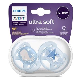 AVENT SOOTHER ULTRA SOFT FOR BOYS, 6 - 18 MONTHS