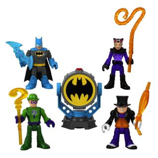 FISHER-PRICE 4 DC SUPER FRIENDS ARTICULATED FIGURES WITH 4 COMBAT ACCESSORIES