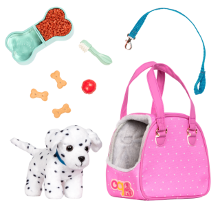 OUR GENERATION-DALMATIAN PUP WITH BAG & ACCESSORIES