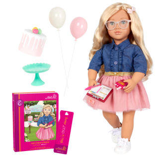 OUR GENERATION DELUXE POSEABLE DOLL W/BOOK-EMILY