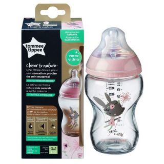 TOMMEE TIPPEE CLOSER TO NATURE GLASS 1X250ML BOTTLE PINK AL AR