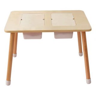 WOOD LEARNING PLAY TABLE WITH 2 STORAGES